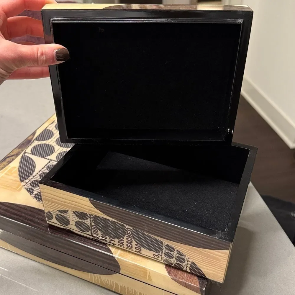 Abstract Patterned Wooden Boxes for Decor